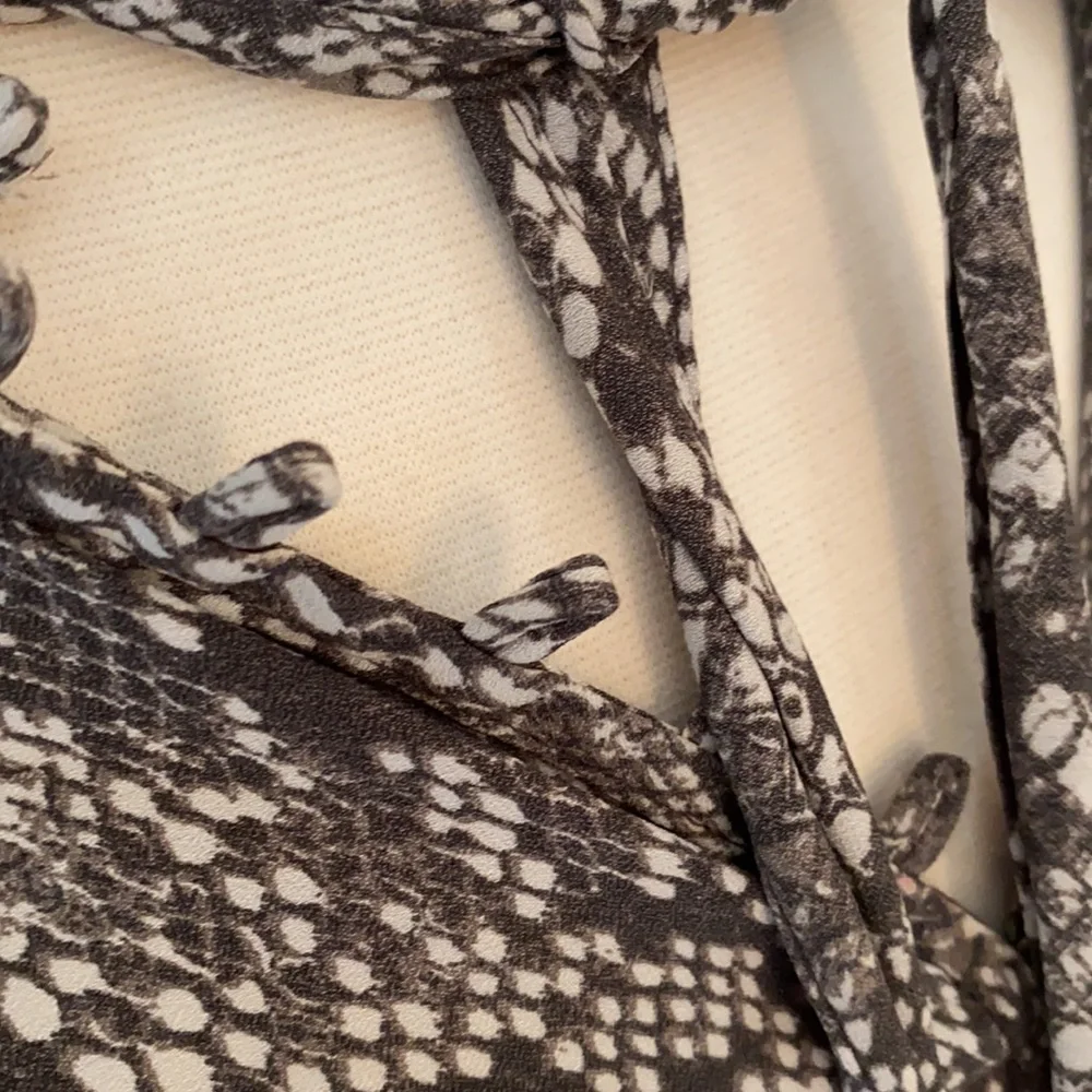 Free People Snake Print Tie Neck Blouse - Picture 3 of 8